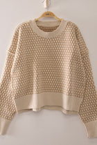 Geometric Check Pattern Sweater - Ivory