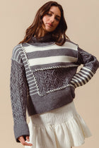 Multi Stripe Cable Knit Sweater