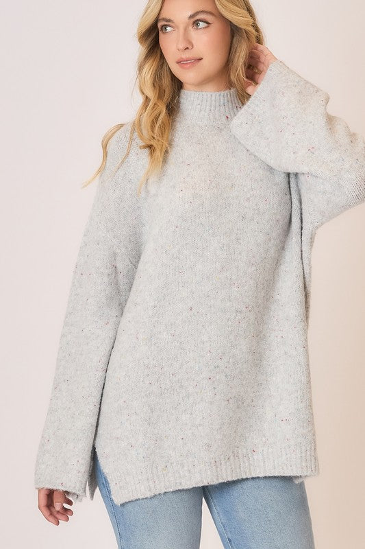 Speckled Pullover Sweater - Lt. Grey