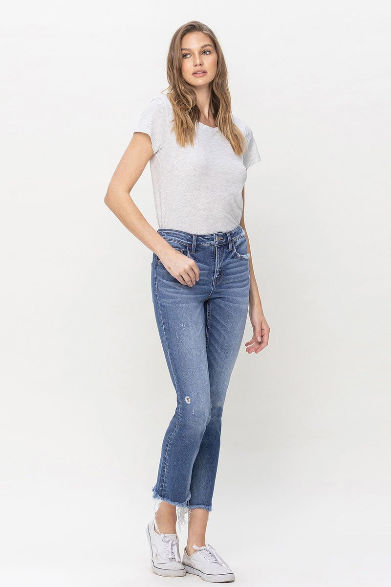 Megan Mid Rise Crop Slim Straight Jeans