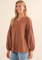 Lantern Sleeve Gauze Top