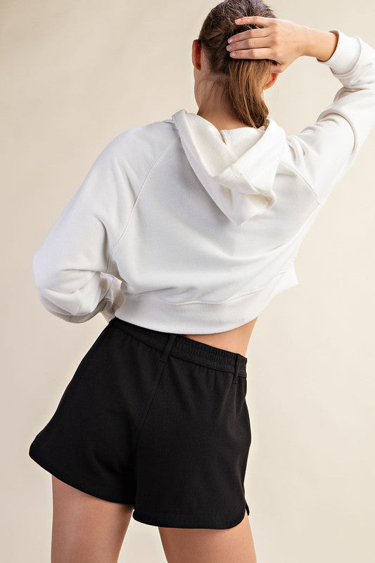 Crop Hoodie Sweatshirt - Off White