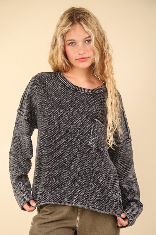 Mineral Washed Sweater - Black