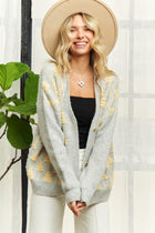 Tree Detail Button Down Cardigan - Yellow