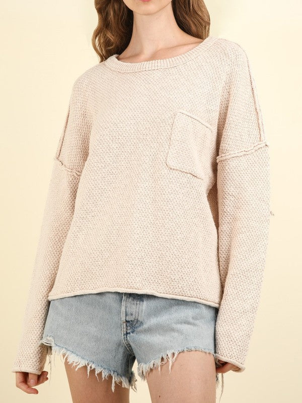 Mineral Washed Sweater - Beige