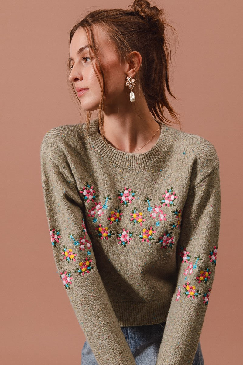 Embroidered Floral Sweater