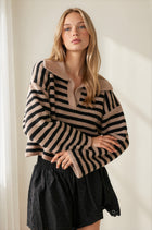 Striped Wide Collar Knit Sweater