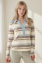 Denim Mixed Stripe Henley Top