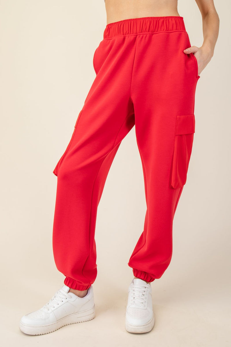 Patched Pocket Scuba Joggers - Red