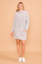 Brushed Waffle Knit Hooded Sweater Dress