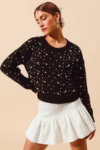 Pearl Embellished Sweater - Black