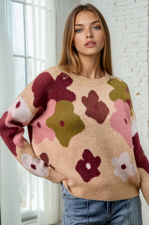 Multi Floral Lurex Sweater