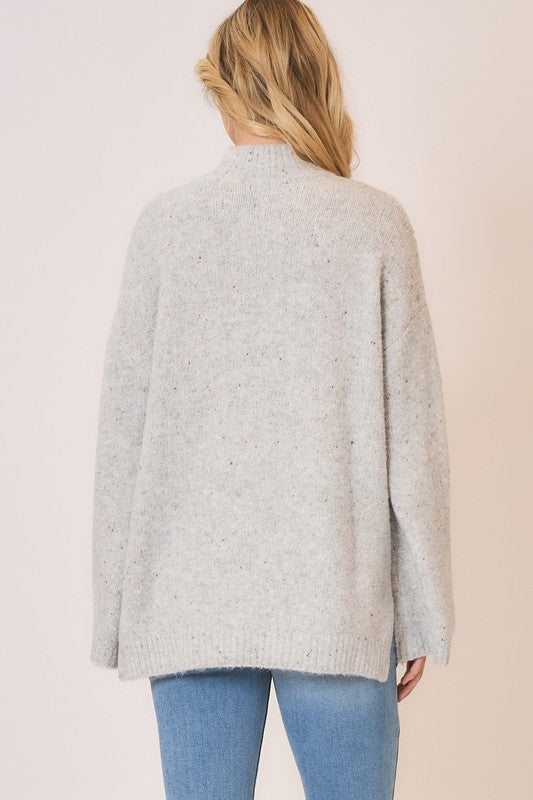 Speckled Pullover Sweater - Lt. Grey