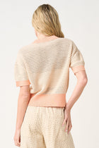 Button Detail Knit Short Sleeve Sweater Top