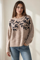Autumn Vine Embroidered Sweater