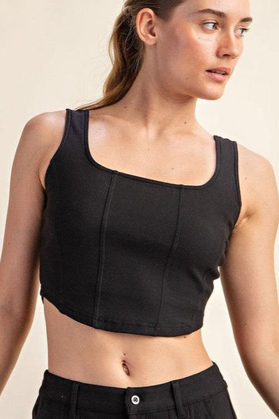 【HYKE】 TYPE L-2A CROPPED TOP / BLACK Zip-Front Crop Top | Seamless Ribbed Buy Online at HEYSHAPE