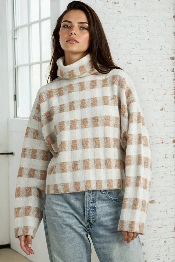 Check Turtleneck Sweater