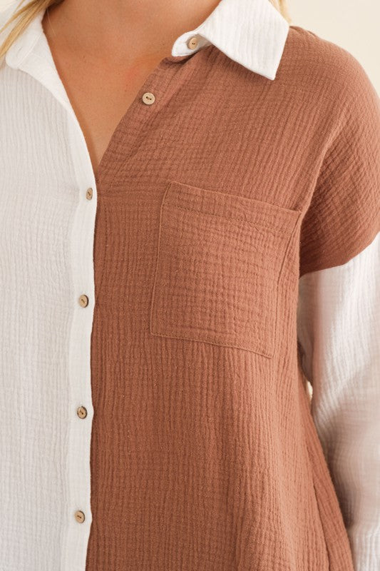 Color Block Gauze Top