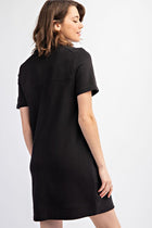Collared Half-Zip Dress-Black