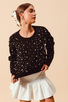 Pearl Embellished Sweater - Black