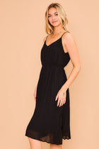 Chiffon Pleated Dress - Black