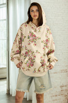 Printed Fleece Hoodie - Ivory Floral Mix