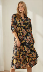 Mixed Floral Print Tiered Midi Dress