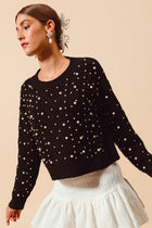 Pearl Embellished Sweater - Black