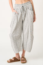 Floral Print Seam Detail Barrel Pants