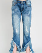 Girl's Penny Frayed Denim Flare Jeans