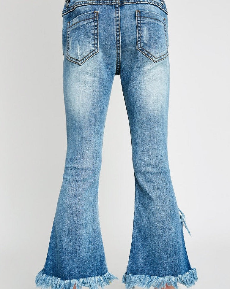 Girl's Penny Frayed Denim Flare Jeans