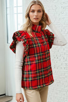 Ruffled Plaid Puffy Vest