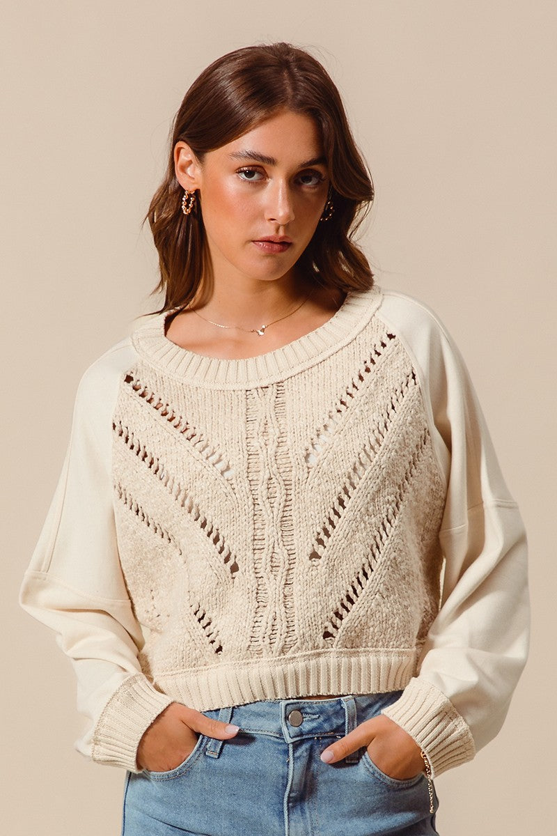 Cable Knit Raglan Detail Sweater