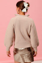 Half Zip Ribbed Sweater - Taupe