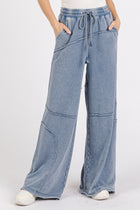 Asymmetric Mineral Wash Wide Leg Pants