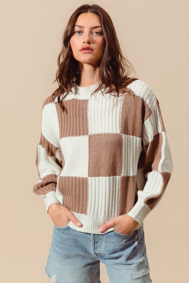 Checkered Neutral Sweater