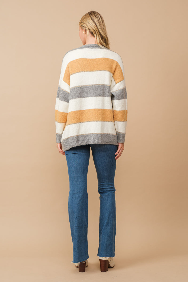Lurex Detail Striped Cardigan