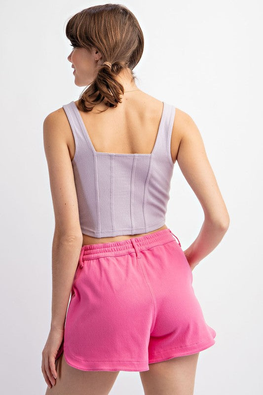 Square Neck Crop Top - Lavender