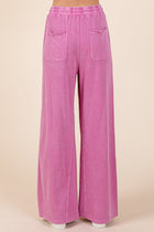 Mineral Wash French Terry Wide Leg Pants - Carnation Pink