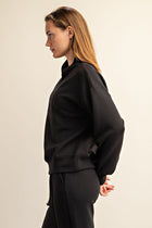 Luxe Scuba Half Zip Jacket - Black