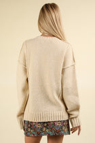 Asymmetric Solid Sweater - Cream