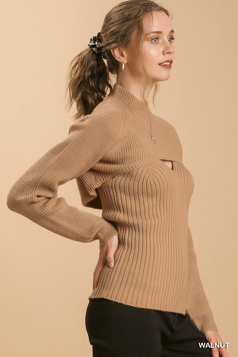 Knit Tank Sweater Combo - Walnut