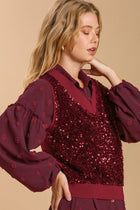 Sequin Vest - Crimson