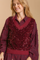 Sequin Vest - Crimson