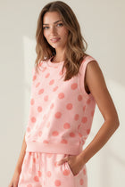 Sleeveless Knit Polka Dot Tank - Pink