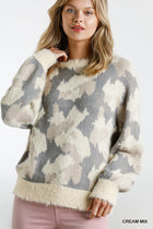 Print Fuzzy Knit Sweater