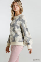 Print Fuzzy Knit Sweater