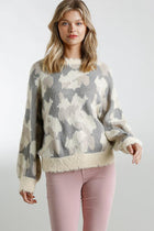 Print Fuzzy Knit Sweater