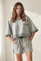Contrast Trim Elastic Waist Shorts