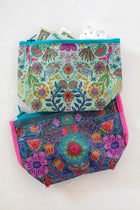 Reversible Zipper Pouch - Cream Folk Flower
